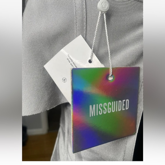 Misguided Cold Shoulder Luxe Bandage dress peplum hem & Plunging Neckline Sz:2 - Picture 10 of 12